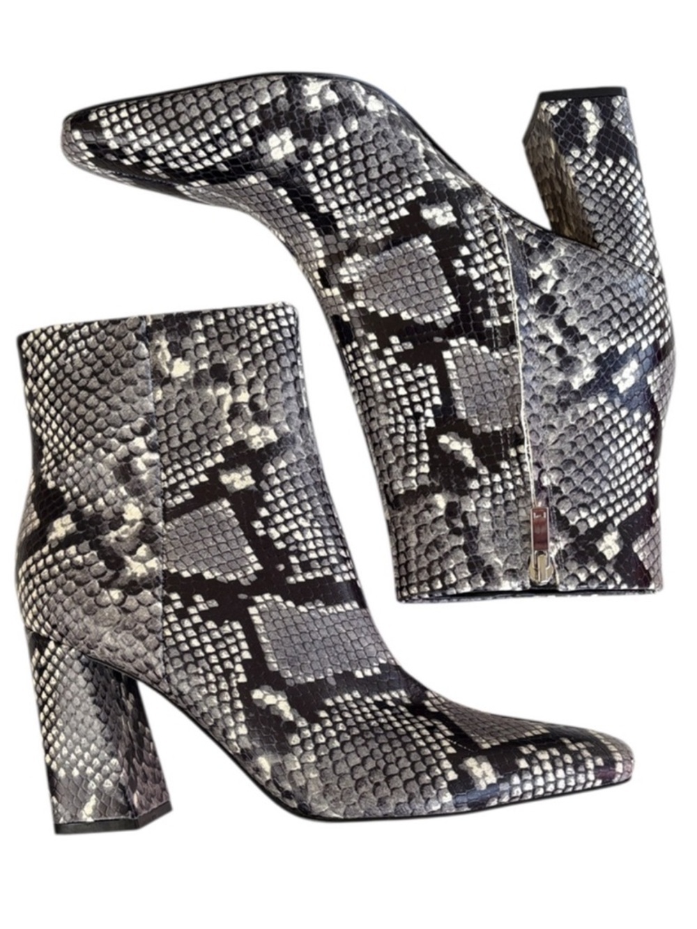EUC Marc Fisher Leather Yanara Snakeskin Heeled Boots Size 9 Retail $179.00